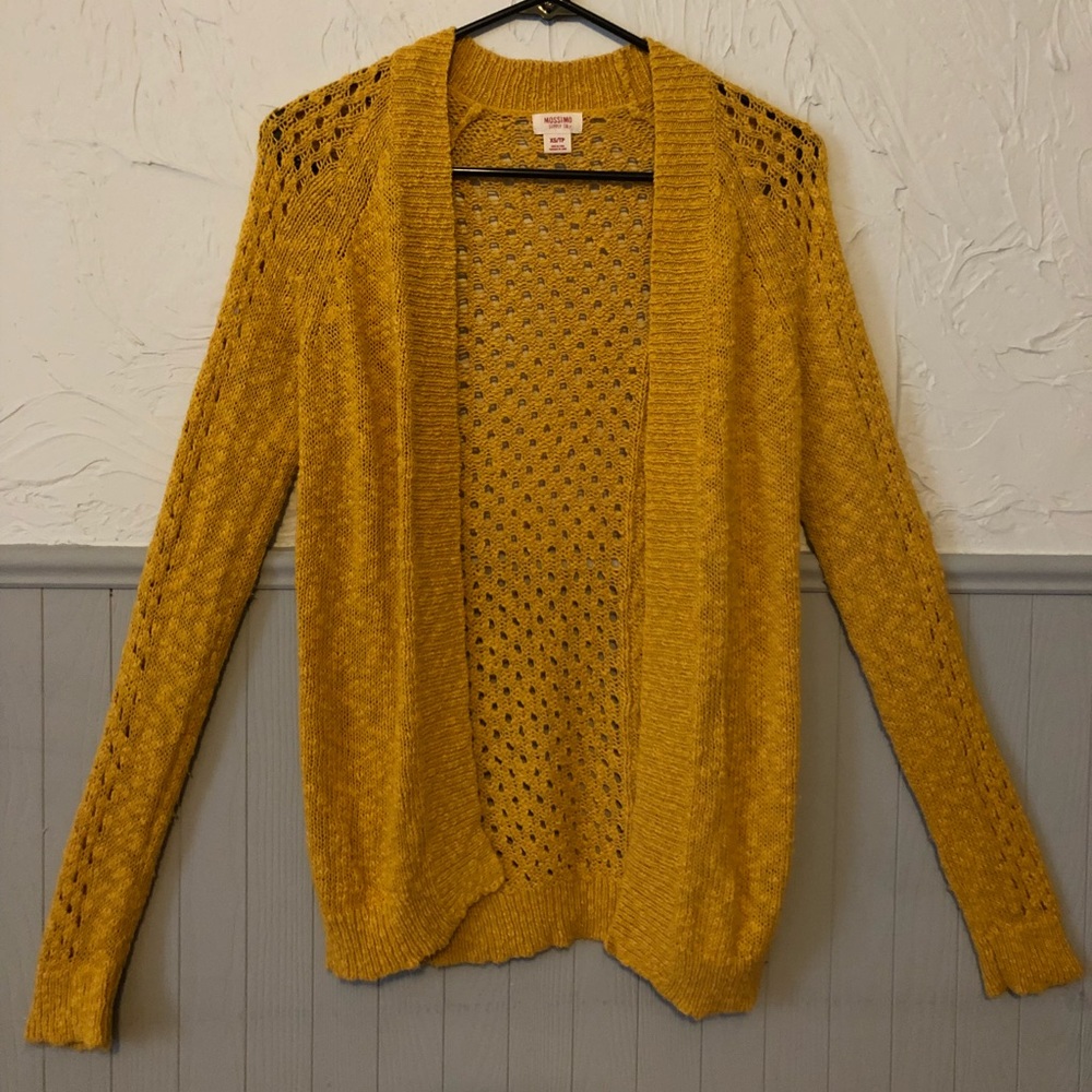 Mustard yellow crochet cardigan XS